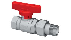 Кран шаровой FAR 1/2", ВР-"американка" EPDM, красн. бабочка, хром