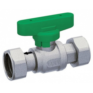 Кран шаровой FAR 3/4", накидные гайки EPDM, зелен. бабочка, хром