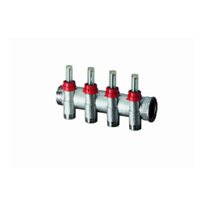 Коллектор запорный 1" с расходомер., 6отв. 1/2" EUROKONUS
