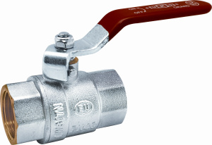Кран шаровой Euros Grand 3/4", ВР, красн. рычаг, никель