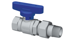 Кран шаровой FAR 3/4", ВР-"американка" EPDM, син. бабочка, хром