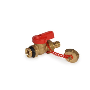 Кран шаровой Giacomini 1/2", НР, выпускной, красн. ручка-флажок