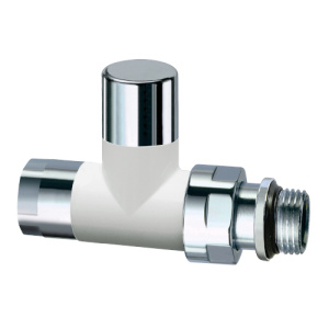 Вентиль запорный прямой 1/2", гайка М24х19 бел.глянц.