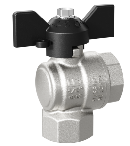 Кран шаровой LD Pride 1/2", ВР, угловой, черн. бабочка, никель