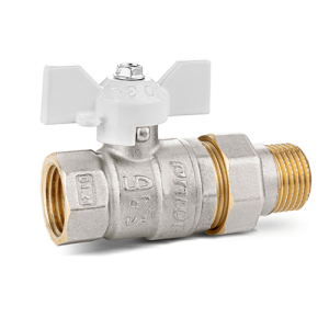Кран шаровой LD Pride 3/4", ВР-"американка", бел. бабочка, никель
