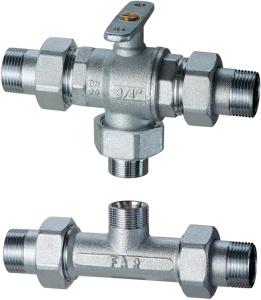 Кран шаровой 3-х ход., зонный байпас. 3/4" М24х19