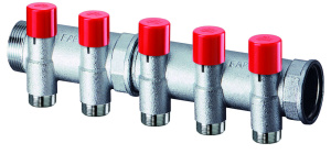Коллектор запорный 1 1/4", 6 отводов М24х19 FAR
