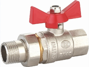 Кран шаровой Euros 3/4", ВР-"американка", красн. бабочка, никель