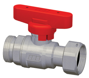 Кран шаровой FAR 3/4", НР-накидная гайка EPDM, красн. бабочка