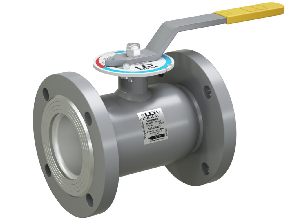 Кран шаровой LD КШЦФ Regula DN65, Pn25 фланец, сталь 20, рычаг, для воды