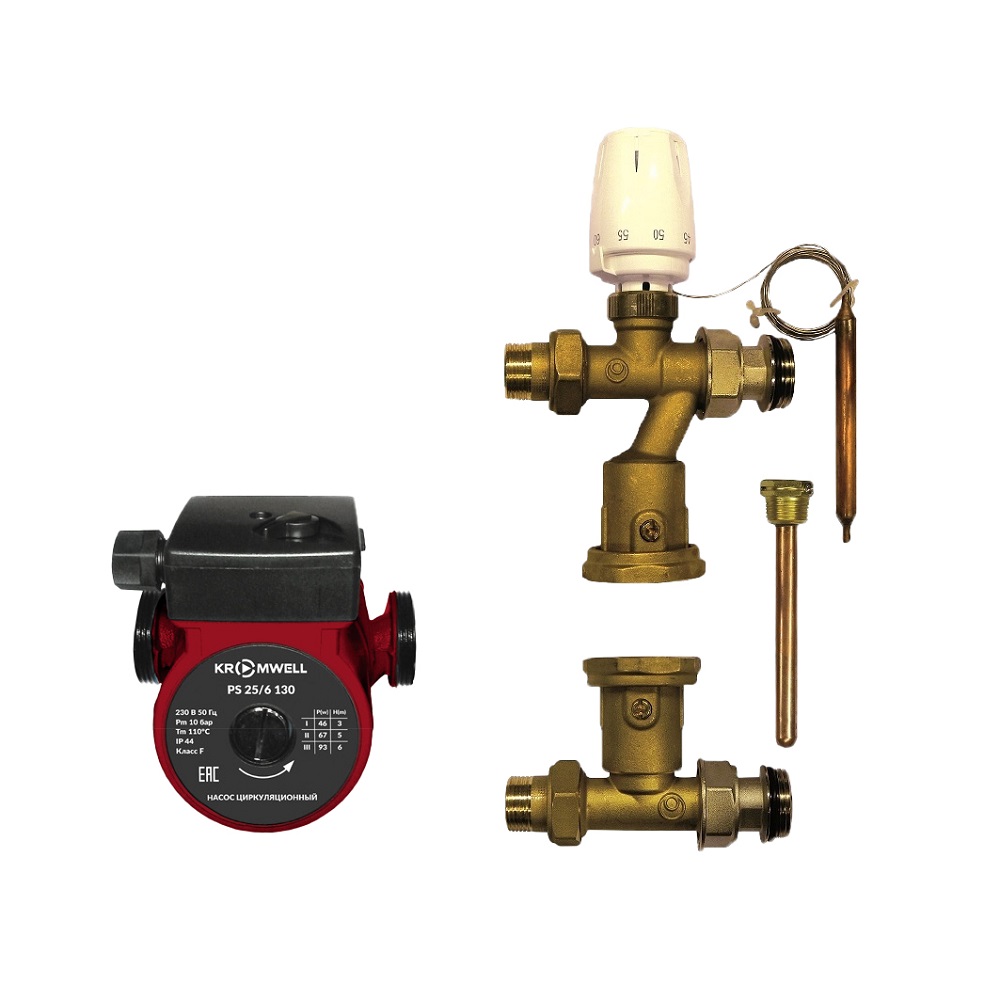 Группа с термосмесителем для теплого пола Gekon, 1 1/2" + Насос Kromwell PS 25/6 130