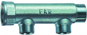 Коллектор 1 1/4", ВР-НР, 2 отвода 1/2", НР, межосевое 50 мм FAR