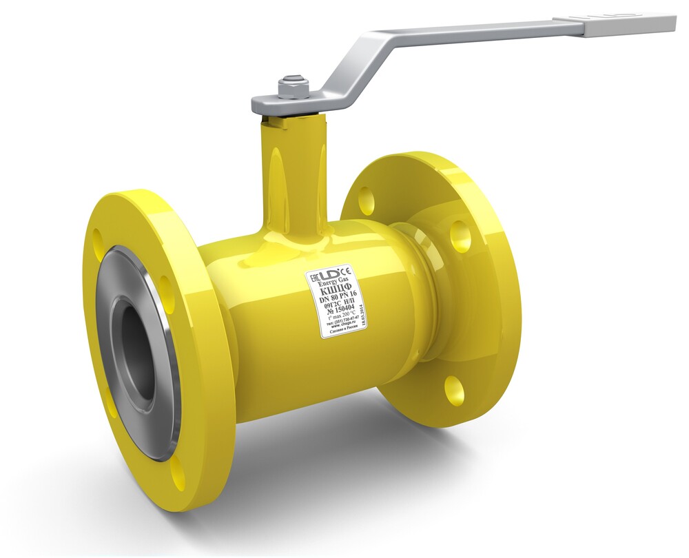 Кран шаровой LD КШЦФ DN80/70, Pn16 фланец, сталь 20, рычаг, для газа