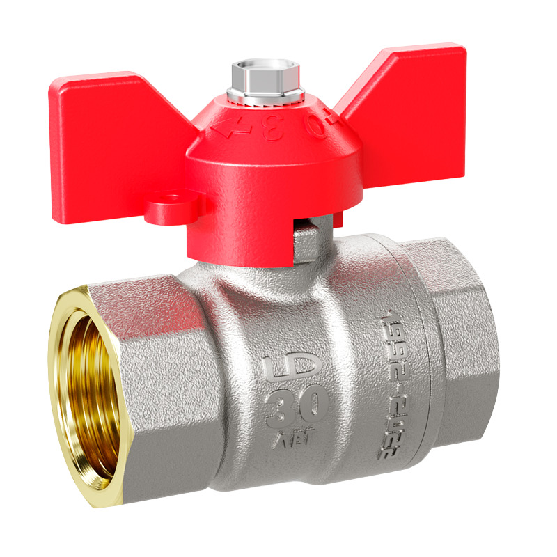 Кран шаровой LD Pride 1/2", ВР, красн. бабочка, никель