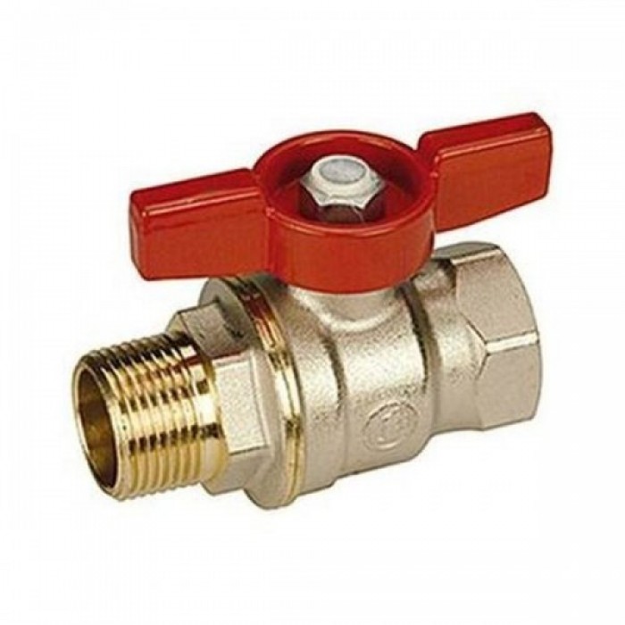 Кран шаровой Giacomini DADO 3/8", ВР-НР, красн. бабочка, никель