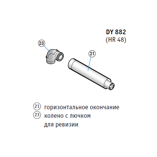 Горизонтальный коаксиальный дымоход Ø 60/100 мм MCA (HR48)