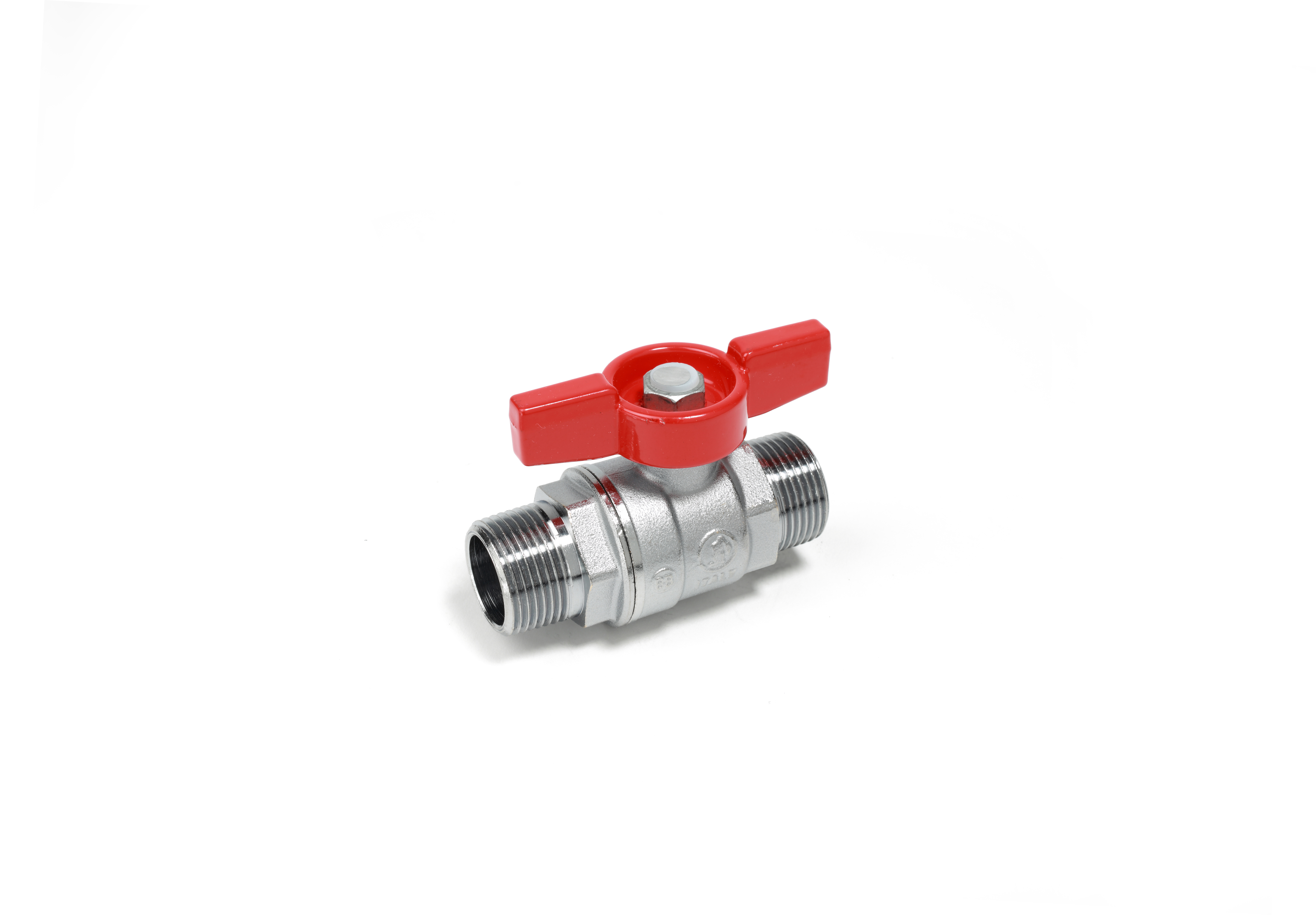 Кран шаровой Giacomini 1 1/4", НР, красн. бабочка, хром