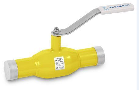 Кран шаровой TEMPER DN65, Pn25 приварка, сталь 20, рычаг, для газа