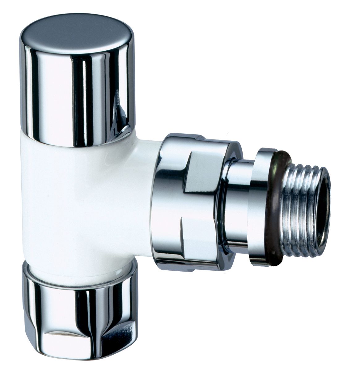 Вентиль запорный угловой TopFAR, 1/2", М24х19, EPDM, цвет серебро/белая эмаль FAR