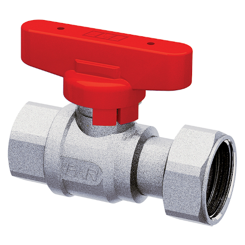 Кран шаровой FAR 3/4"-1", ВР-накидная гайка EPDM, красн. бабочка, хром
