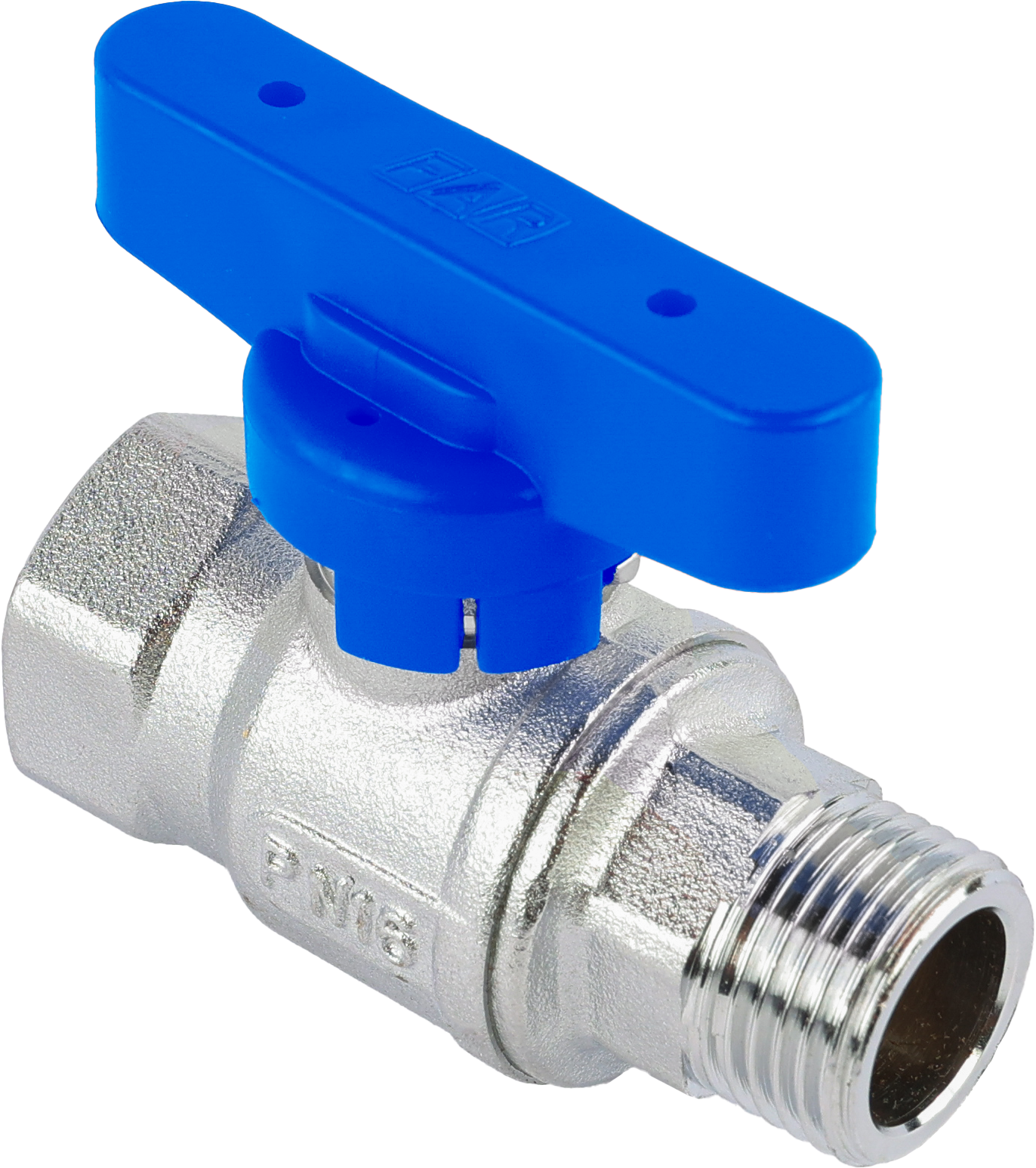 Кран шаровой FAR 1/2", ВР-НР, син. бабочка, хром