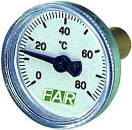 Термометр 3/8", торцевое соединение, 0…80°С, зонд 36 мм, ф40 мм FAR