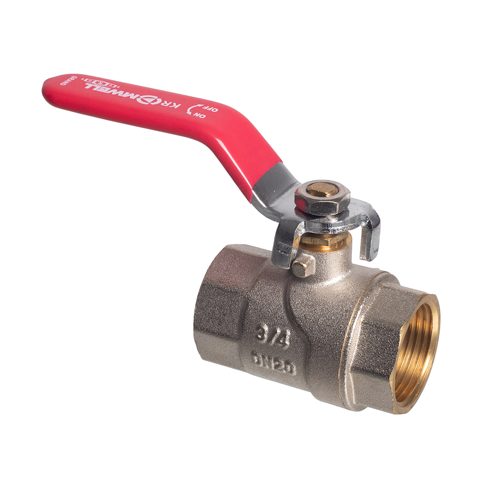Кран шаровой Kromwell 3/4", ВР, красн. рычаг, никель