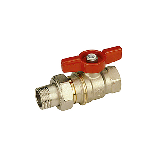 Кран шаровой Giacomini DADO 1/2", ВР-"американка", красн. бабочка, никель