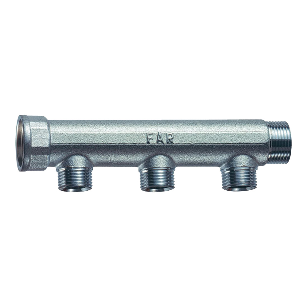 Коллектор 1 1/4" (ВР-НР) с 3 отв. 3/4" НР (межосев. 50 мм) под плоск.уплотнение