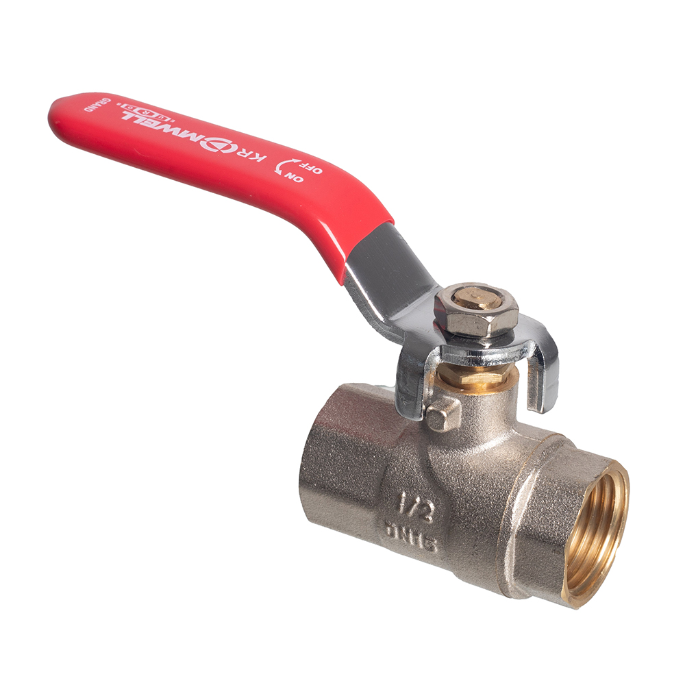 Кран шаровой Kromwell 1/2", ВР, красн. рычаг, никель