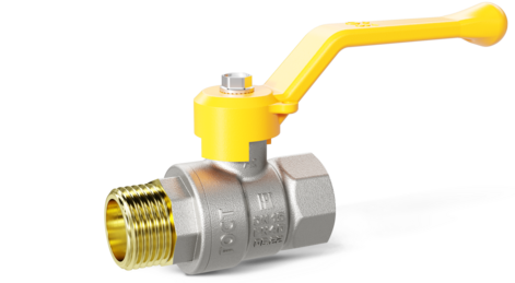 Кран шаровой LD Pride 1 1/4", ВР-НР, желт. рычаг, для газа никель