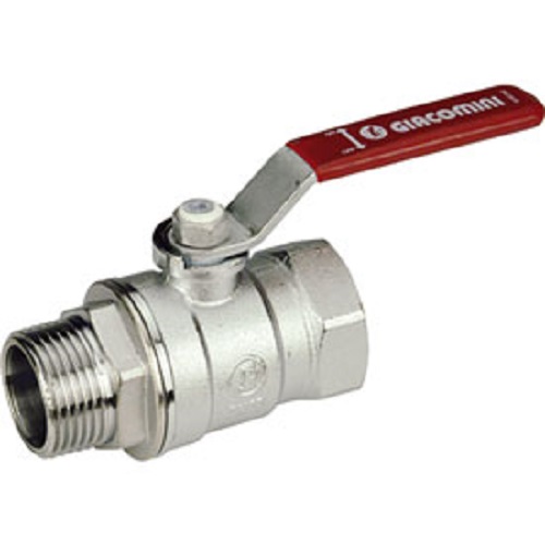 Кран шаровой Giacomini 1 1/2", ВР-НР, красн. рычаг, хром