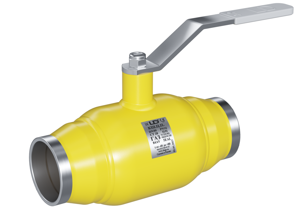 Кран шаровой LD КШЦП DN32, Pn40 приварка, сталь 20, рычаг, для газа