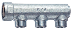 Коллектор концевой 3/4", ВР, 3 отвода 1/2", НР, межосевое 36 мм FAR