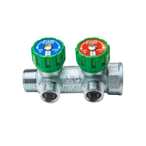 Коллектор регулирующий 3/4", ВР-НР, 2 отвода 1/2", НР, межосевое 45 мм FAR