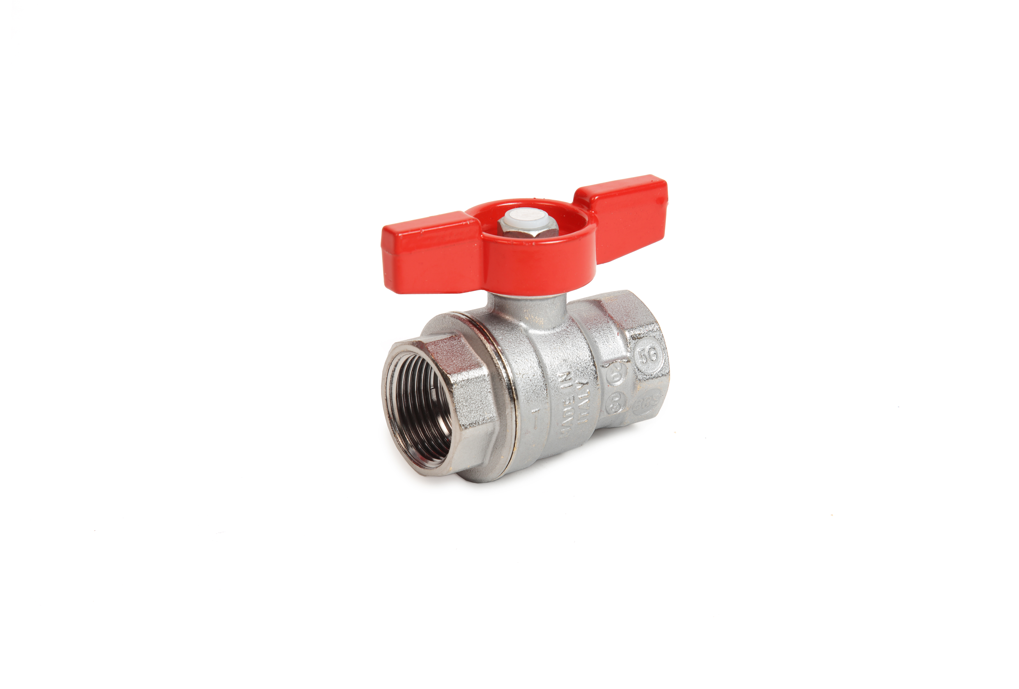 Кран шаровой Giacomini 1/2", ВР, красн. бабочка, хром