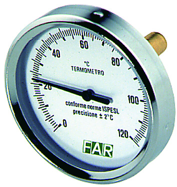 Термометр 1/2", торцевое соединение, 0...120°С, зонд 50 мм, ф80 мм FAR