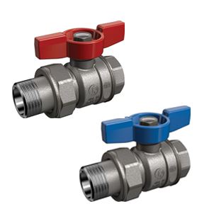 Кран шаровой Giacomini 1/2", ВР-"американка", красн. бабочка, хром