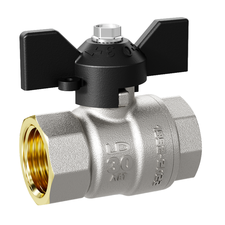 Кран шаровой LD Pride 1/2", ВР, черн. бабочка, никель, с биркой