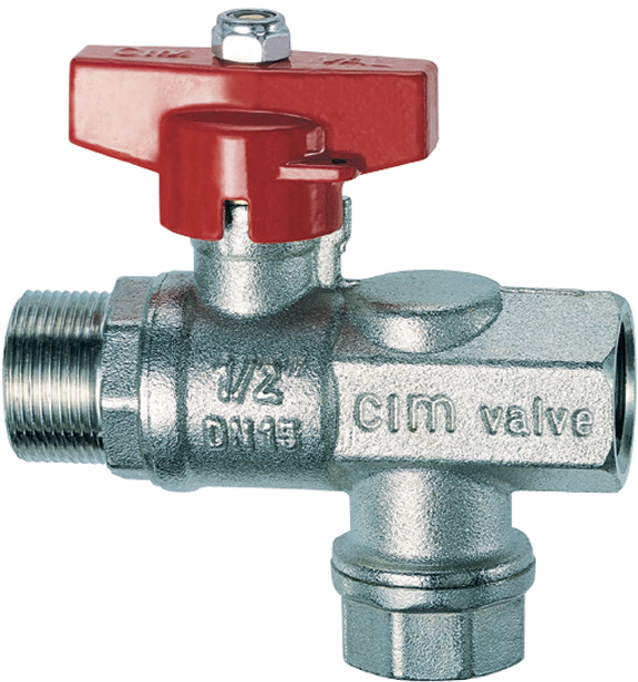Кран шаровой FAR 1/2"-М24х19, ВР-НР, со встроенным фильтром, красн. бабочка, хром