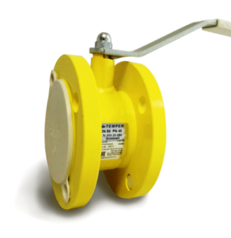 Кран шаровой TEMPER DN80, Pn16 фланец, сталь 20, рычаг, для газа