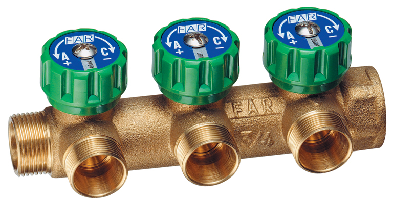 Коллектор регулирующий 3/4 HP-BP с 3 отв. М24х19, латун. (Арт.:FK 3835 34)