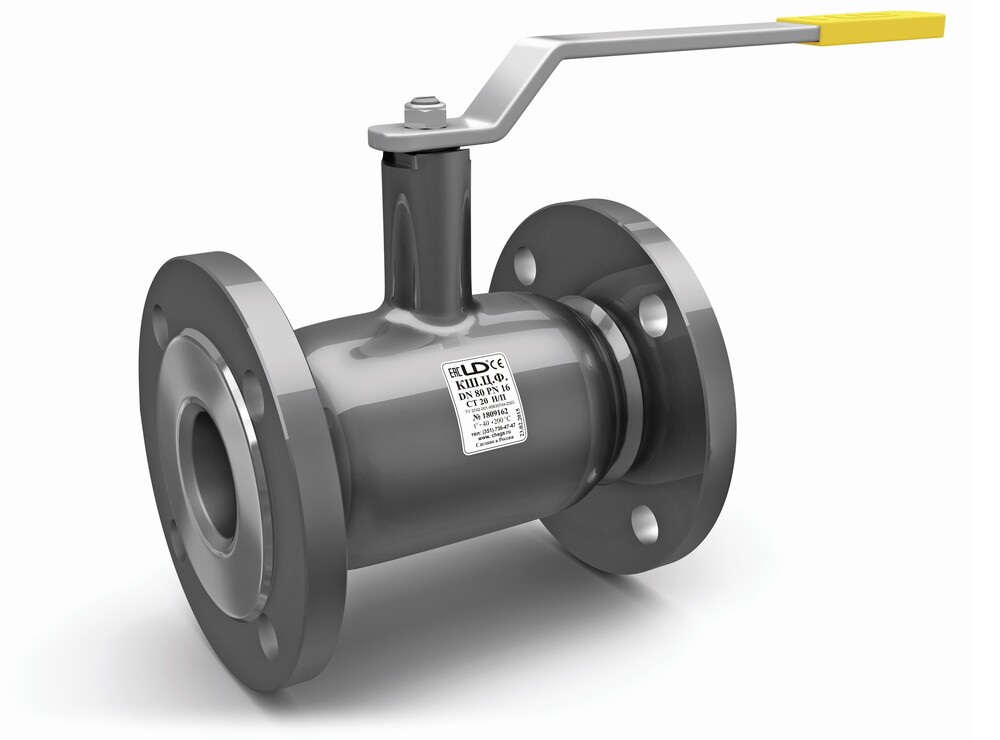 Кран шаровой LD КШЦФ DN200/150, Pn16 фланец, сталь 20, рычаг