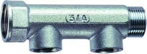 Коллектор 1", ВР-НР, 2 отвода 1/2", ВР, межосевое 50 мм FAR