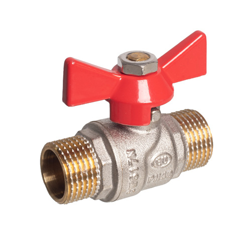 Кран шаровой Kromwell 1/2", НР, красн. бабочка, никель