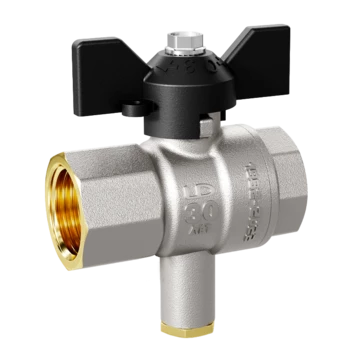 Кран шаровой LD Pride 1/2", ВР, под датчик, черн. бабочка, никель