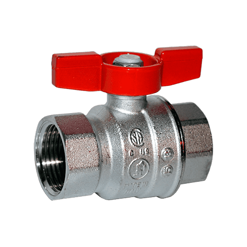 Кран шаровой Giacomini 1/4", ВР, красн. бабочка, хром
