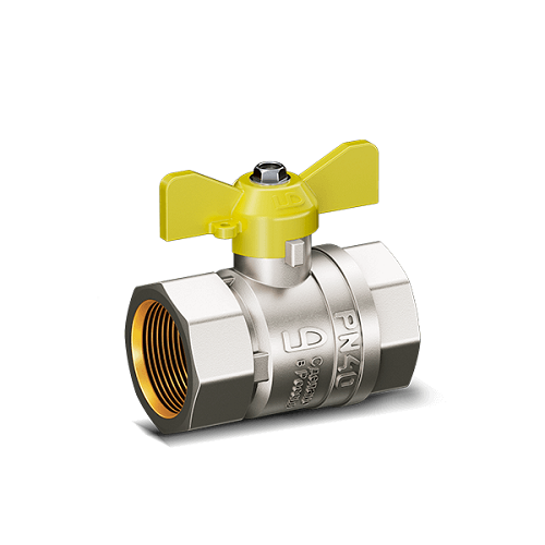 Кран шаровой LD Pride 3/4", ВР, желт. бабочка, для газа никель