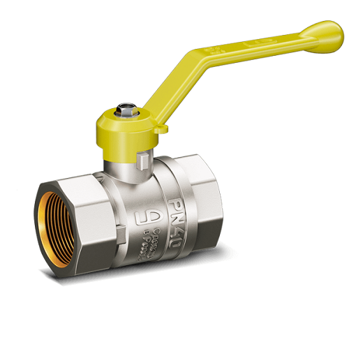 Кран шаровой LD Pride 1/2", ВР, желт. рычаг, для газа никель