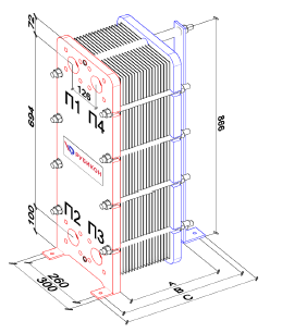 Теплообменник пластинчатый SKBB-14 - AISI316 - 0.5 - 50 мм - HL86-37 Рубикон (Феникс)
